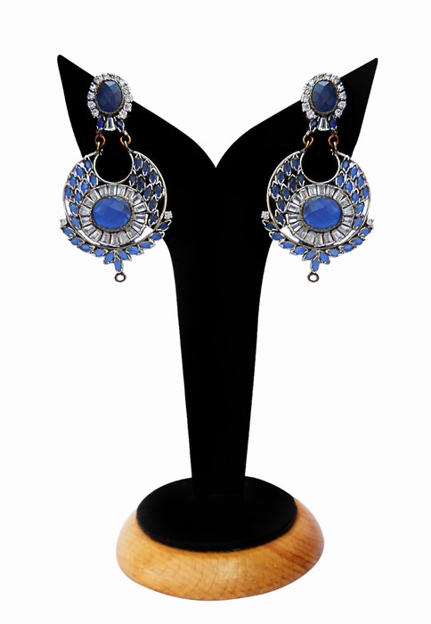 Buy Online Designer Earrings for Women in Blue Beads and Stones-0