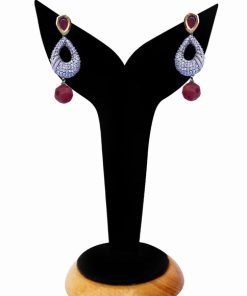 Gorgeous Red Beads Party Earrings with American Diamonds-0