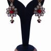 Beautiful Designer Polki Earrings for Women in Red, Green and White Beads-0