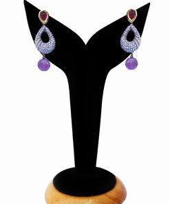 Elegant American Diamond Earrings for Women in Red and Pink Stones-0