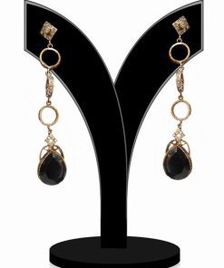 Elegant Black Beads Jewellery Earrings for Women from India-0