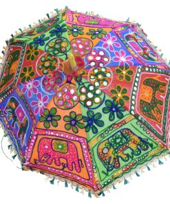 Buy Online Colorful Elephant Embroidery Handicraft Indian Umbrella-0
