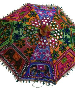 Buy Online Colorful Elephant Embroidery Handicraft Indian Umbrella-2369