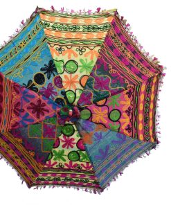 Multicolor Ethnic Designer Umbrella with Embroidery work Cotton Parasol-0