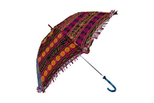 Multicolor Ethnic Designer Umbrella with Embroidery work Cotton Parasol-2381