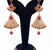 Exclusive Polki Earrings in Red and White Beads for Women-0