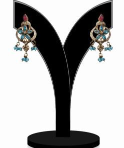 Traditional Fancy Look Victorian Earrings for Women in Blue Stones-0