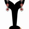 Fashion American Diamond Earrings for Women in Red Stones-0