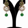 Beautiful Fashion Earrings for Girls in Green and White Beads-0