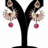 Beautiful Fashion Earrings for Girls in Red and White Stones-0