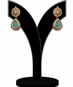 Fashion Earrings for Women in Turquoise and White Stones-0