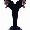 Red, White and Green Stone Studded Fashion Earrings From India-0