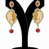 Gorgeous Red Beads Party Earrings with Antique Polish-0