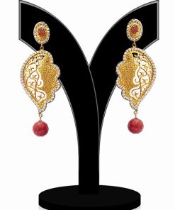 Gorgeous Red Beads Party Earrings with Antique Polish-0