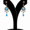 Indian Designer Victorian Earrings for Girls in Turquoise and White Beads-0