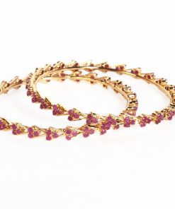 Latest Design Gold Plated Indian Fashion Bangles in Ruby Stones-0