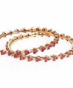 Latest Design Gold Plated Indian Fashion Bangles in Ruby Stones-173