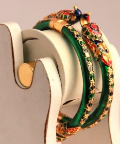 Indian Peacock Bangles in Green Stone for Weddings-0