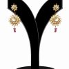 Latest Designer Kundan Flower Earrings for Ladies in White Stones-0