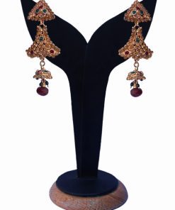 Gorgeous Red and Green Beads Studded Fashion Earrings from India-0