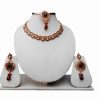 Latest Design Maroon Tikka, Jhumkas and Necklace LCD Jewelry Set From India-0