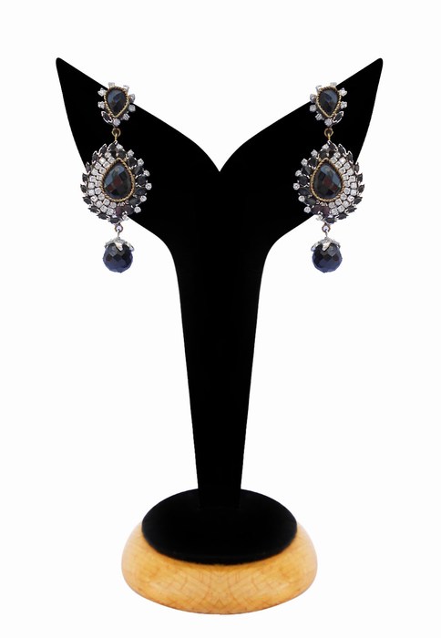 Gorgeous Black and White Beads Party Earrings from India-0