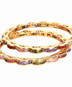 Party Wear Pair of AD Bangle in Multi-Colored CZ Stones for Women-0