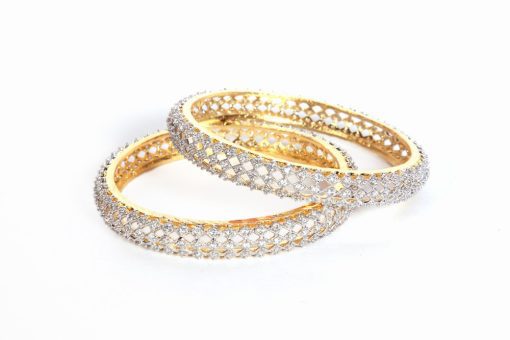 Party Wear AD Bangles with White CZ Stones for Women-0