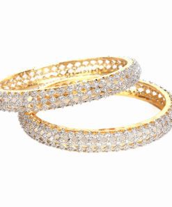 Party Wear AD Bangles with White CZ Stones for Women-183