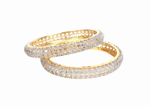 Party Wear AD Bangles with White CZ Stones for Women-183