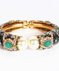 Buy Party Wear Fashion Bangle Green with Stones and Pearls-120