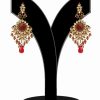 Designer Party Wear Kundan Earrings in Red and White Stones-0