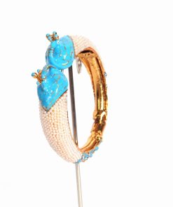 Peacock Bridal Bangle in Turquoise with Pearl and Stones Setting-0