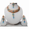 Turquoise Polki Bridal Jewellery Set with Indian Tikka and Earrings for Women-0