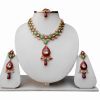 Latest Design Red and Green Necklace Set with Tikka and Jhumkas From India-0