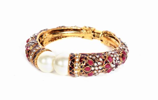 Red Colored Fashion Bangle for Women with Micro Gold Covering-117