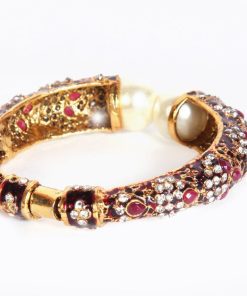 Red Colored Fashion Bangle for Women with Micro Gold Covering-0