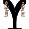 Beautiful Ruby and White Stone Victorian Earrings for Girls from India-0