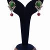 Stylish Fashion Earrings for Women in Red, Green and White Stones-0