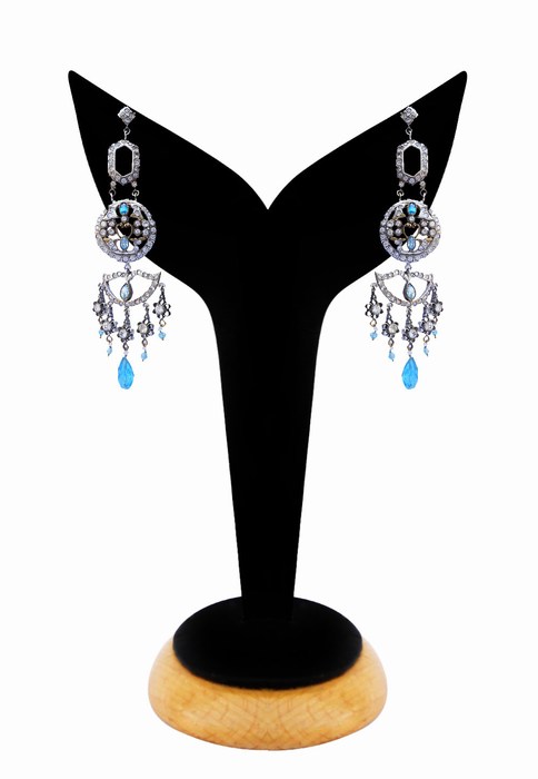 Exclusive Stylish Girls Victorian Earrings in Turquoise Beads-0