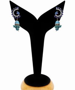 Stylish Peacock Earrings in Multi-Colored Stones for Parties-0