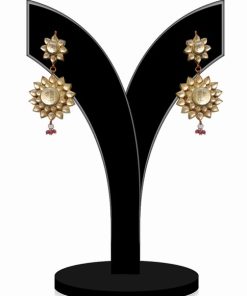 Traditional Designer Kundan Earrings in White Stones for Ladies-0