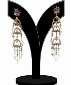 Hanging Victorian Fashion Earrings for Women in White Stones-0