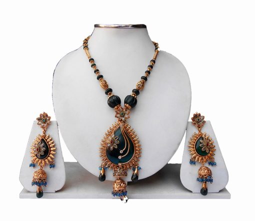 Beautiful Designer Antique Pendant Set with Matching Earrings-0