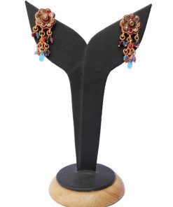 Latest Design Traditional Antique Polki Earrings in Multicolor Stones-0