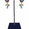 Stylish Turquoise Stone and Beads Jhumka Earrings for Parties-0