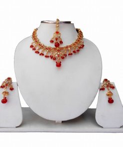 Shop Online Beautiful Designer Necklace set with Earrings and Tika-0