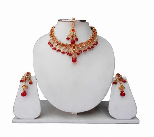 Shop Online Beautiful Designer Necklace set with Earrings and Tika-0