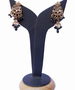 Shop Online Gorgeous Black and White Stone Work Polki Earrings-0