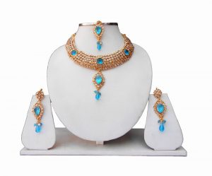 Shop Online Beautiful Polki Pendant with Earrings and Maang Tika-0